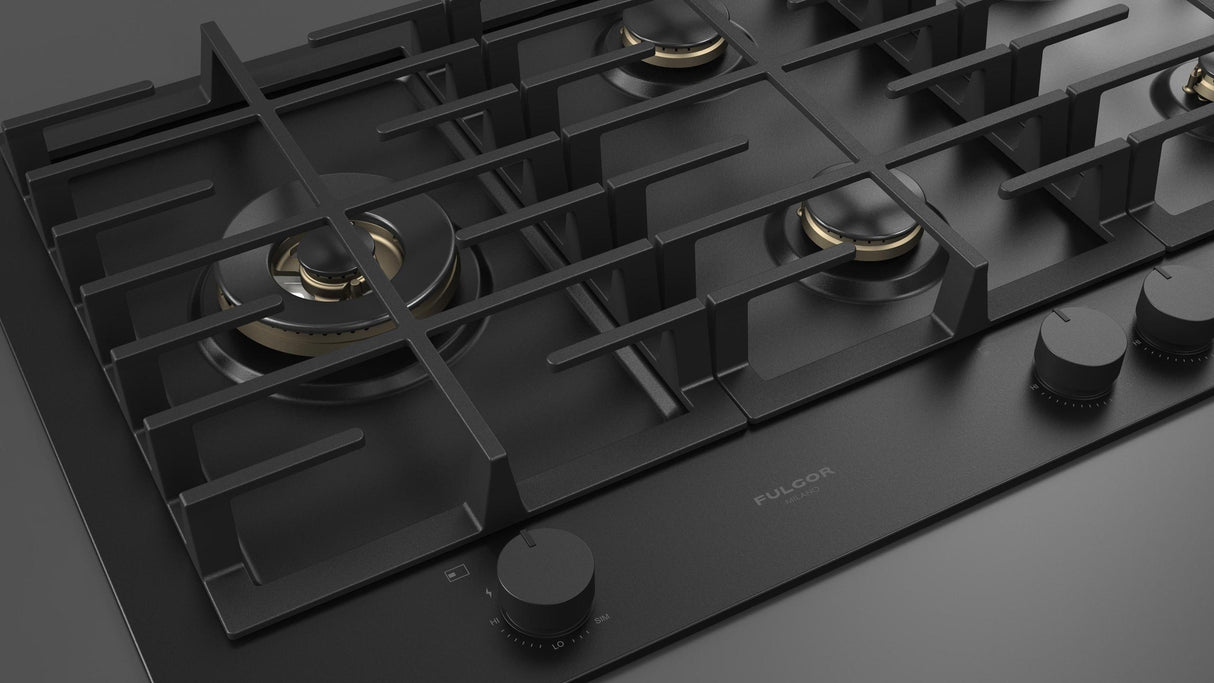 Fulgor Milano 36” Built-In Gas Cooktop Matte Black Gas Cooktop