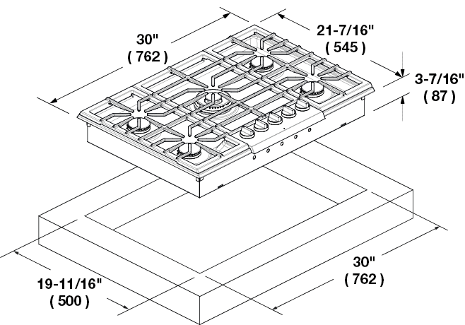 Fulgor Milano 30” Gas Cooktop Sofia 600 Series F6PGK305S2