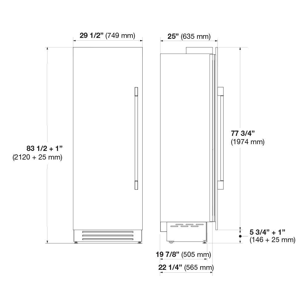 Fulgor Milano Sofia 700 Series 30" 12.67 Cu. Ft. Stainless Steel Built-In Freezer Column F7SFC30S1L