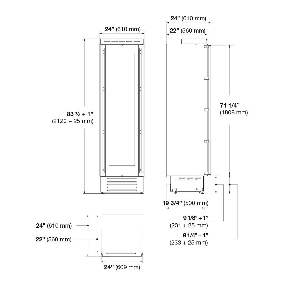 Fulgor Milano Sofia 700 Series 24" 80 Bottle Panel Ready Built-In Wine Cellar Column F7IWC24O1R