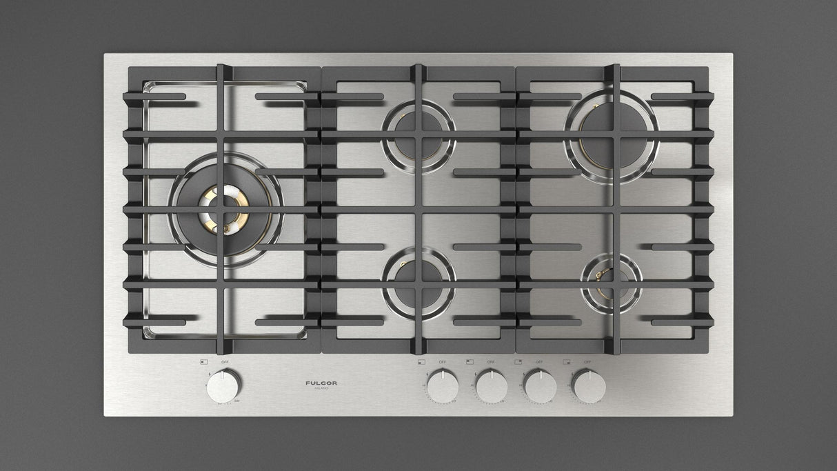 Fulgor Milano 36” Built-In Gas Cooktop Stainless Steel Gas Cooktop F4MEGK36S1