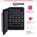 Allavino Reserva Series 50″ 34″ Tall Single Zone Left Hinge Black Stainless Steel Wine Cooler Refrigerator