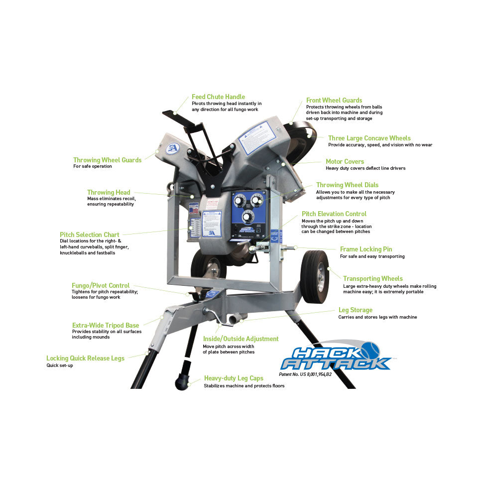 Sports Attack Hack Attack Baseball Pitching Machine w/ Extended Legs