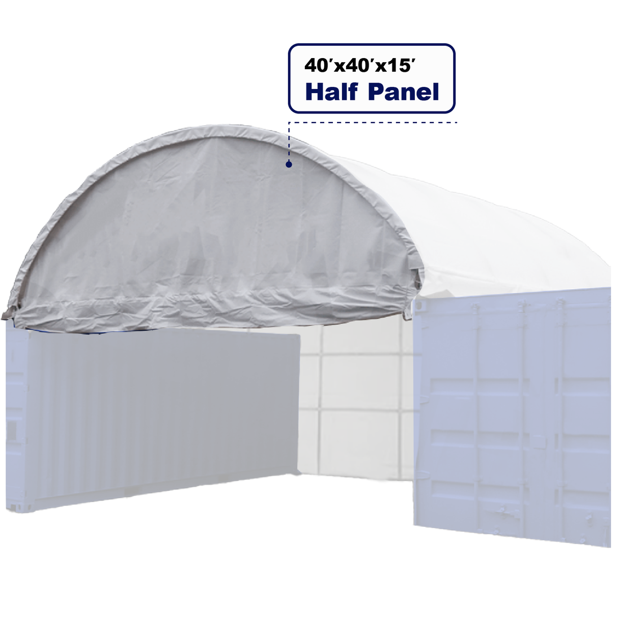 Chery Industrial Greatbear Half Panel with Frame for 40′ × 40′ × 15′ Container Shelter (22 oz PVC)