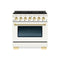 Hallman Bold Series 30" Dual Fuel Freestanding Range with Brass Trim