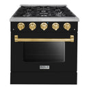 Hallman Bold Series 30" Dual Fuel Freestanding Range with Brass Trim