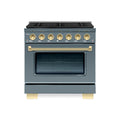 Hallman Bold Series 30" Dual Fuel Freestanding Range with Brass Trim