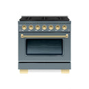 Hallman Bold Series 30" Dual Fuel Freestanding Range with Brass Trim