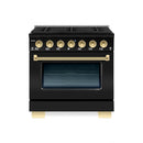 Hallman Bold Series 30" Dual Fuel Freestanding Range with Brass Trim