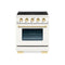 Hallman Bold Series 30" Dual Fuel Freestanding Range with Brass Trim