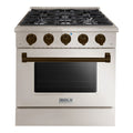 Hallman Bold Series 30" Dual Fuel Freestanding Range with Bronze Trim