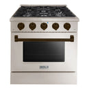 Hallman Bold Series 30" Dual Fuel Freestanding Range with Bronze Trim