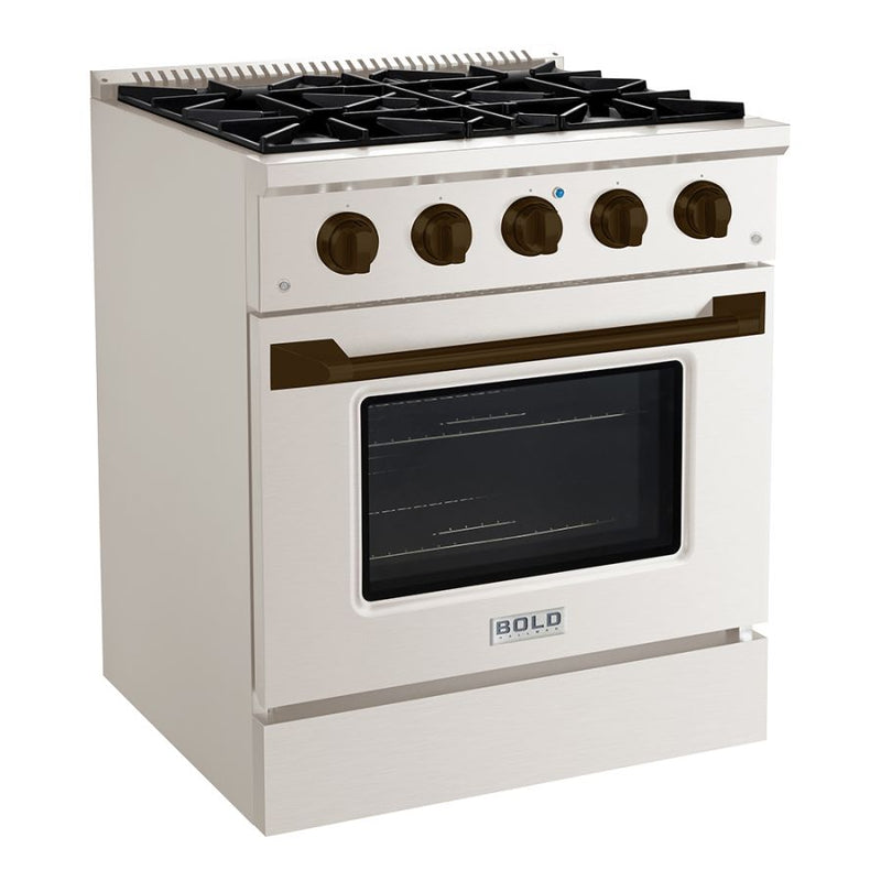 Hallman Bold Series 30" Dual Fuel Freestanding Range with Bronze Trim