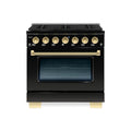 Hallman Bold Series 36" Dual Fuel Freestanding Range with Brass Trim