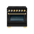 Hallman Bold Series 36" Dual Fuel Freestanding Range with Brass Trim