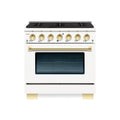 Hallman Bold Series 36" Dual Fuel Freestanding Range with Brass Trim