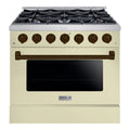 Hallman Bold Series 36" Dual Fuel Freestanding Range with Bronze Trim