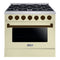 Hallman Bold Series 36" Dual Fuel Freestanding Range with Bronze Trim