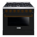 Hallman Bold Series 36" Dual Fuel Freestanding Range with Bronze Trim