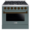 Hallman Bold Series 36" Dual Fuel Freestanding Range with Bronze Trim