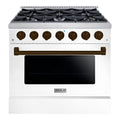 Hallman Bold Series 36" Dual Fuel Freestanding Range with Bronze Trim