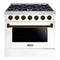 Hallman Bold Series 36" Dual Fuel Freestanding Range with Bronze Trim