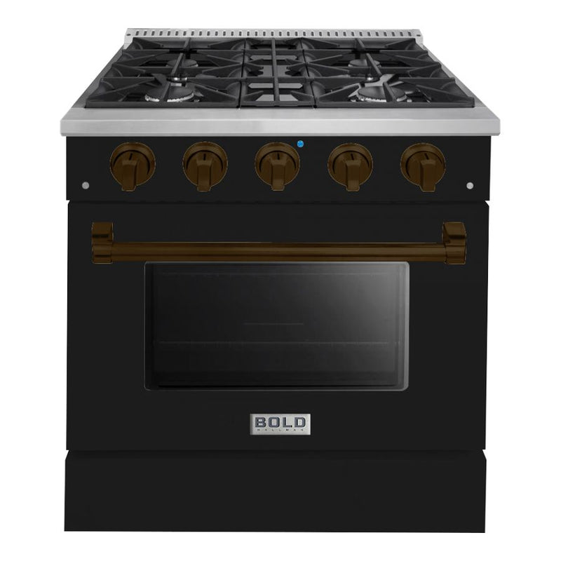 Hallman Bold Series 30" Gas Freestanding Range with Bronze Trim