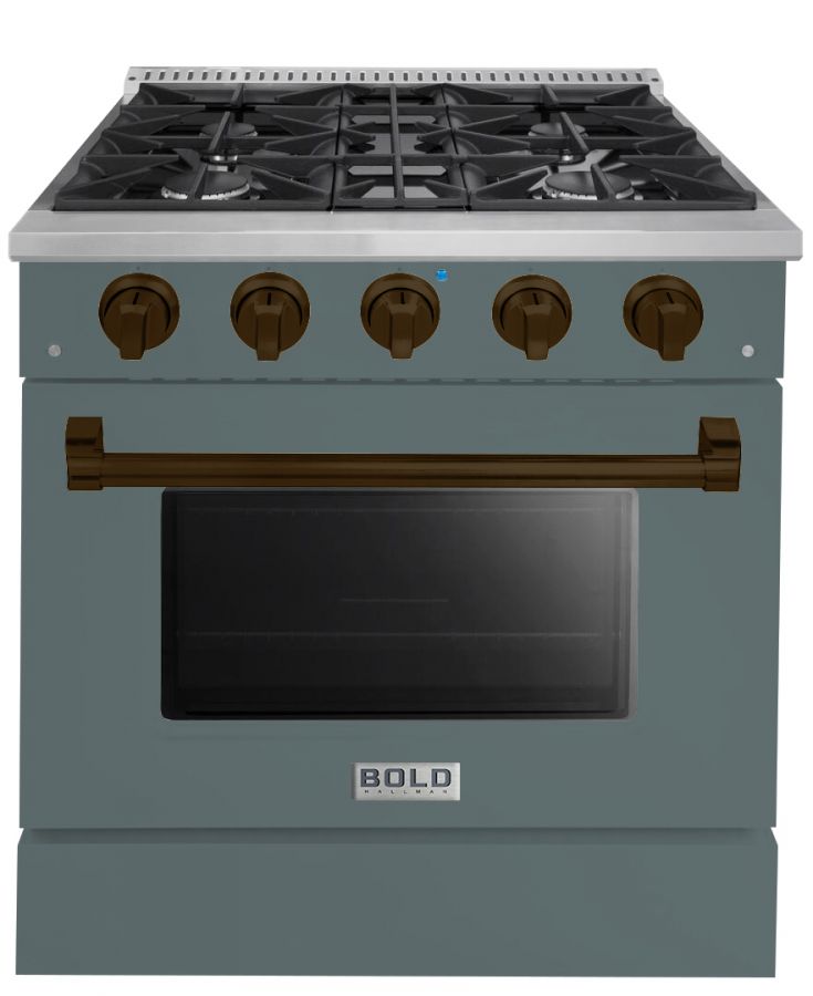 Hallman Bold Series 30" Gas Freestanding Range with Bronze Trim