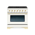 Hallman Classico Series 30" Dual Fuel Freestanding Range with Brass Trim