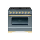 Hallman Classico Series 30" Dual Fuel Freestanding Range with Brass Trim