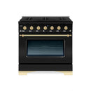 Hallman Classico Series 30" Dual Fuel Freestanding Range with Brass Trim