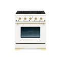 Hallman Classico Series 30" Dual Fuel Freestanding Range with Brass Trim