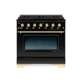 Hallman Classico Series 36" Dual Fuel Freestanding Range With Bronze Trim