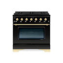 Hallman Classico Series 36" Dual Fuel Freestanding Range With Bronze Trim