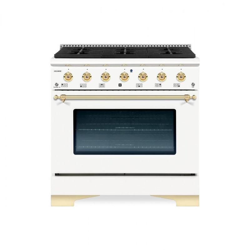 Hallman Classico Series 36" Dual Fuel Freestanding Range With Bronze Trim