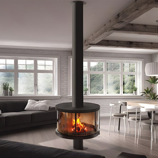 Modern Indoor Round Glass Real Fire Fireplace Ember 3