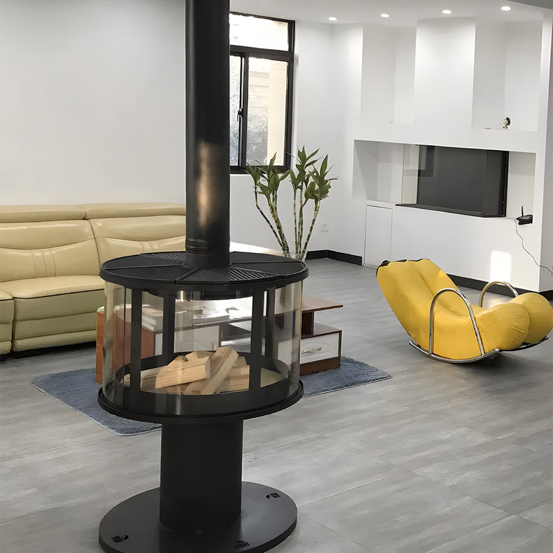 Modern Indoor Round Glass Real Fire Fireplace Ember 3
