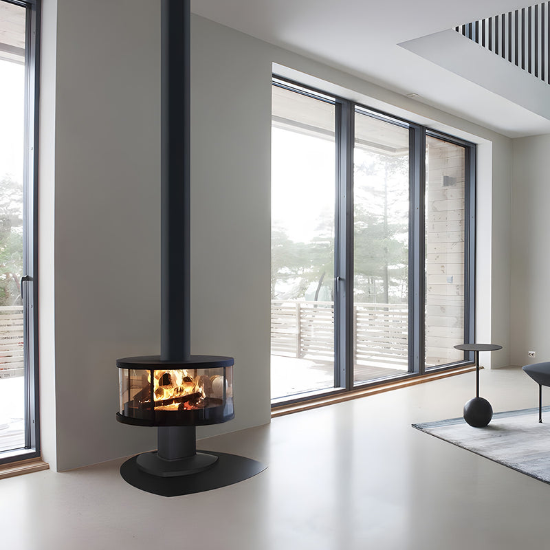 Modern Indoor Round Glass Real Fire Fireplace Ember 3