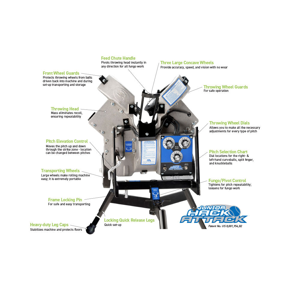 Sports Attack Junior Hack Attack Baseball Pitching Machine with Extended Legs