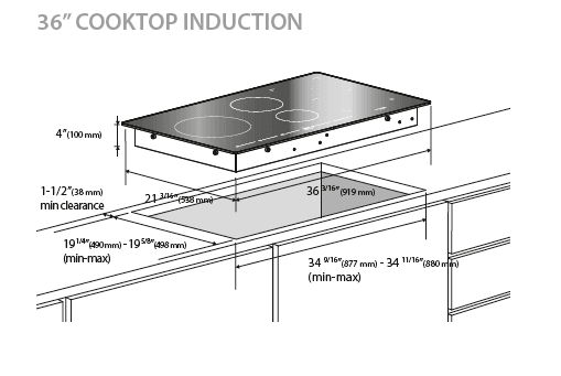 Fulgor Milano 36" Induction Cooktop Black Glass Bridge Zone Electric Cooktop F7IT36S1