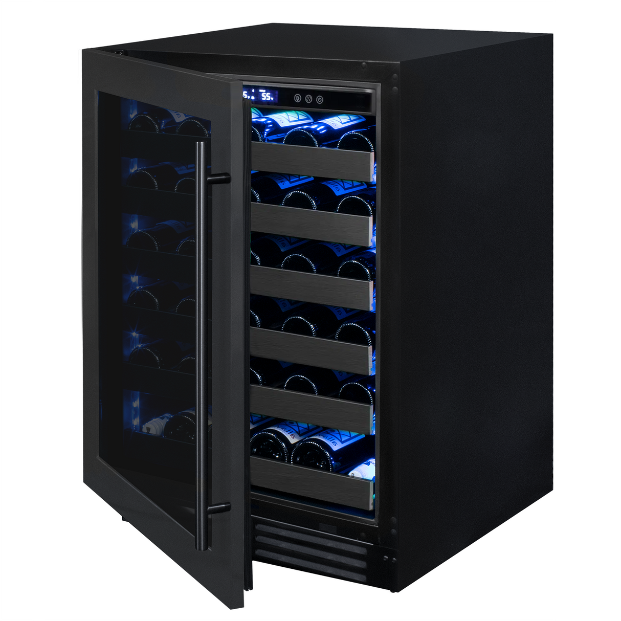 Allavino Reserva Series 50″ 34″ Tall Single Zone Left Hinge Black Stainless Steel Wine Cooler Refrigerator