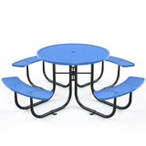 Chery Industrial 46" Metal Round Portable Picnic Table with Umbrella Hole