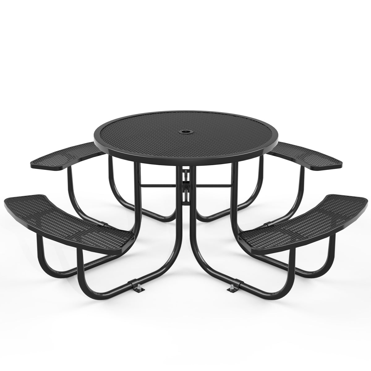 Chery Industrial 46" Metal Round Portable Picnic Table with Umbrella Hole