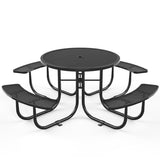 Chery Industrial 46" Metal Round Portable Picnic Table with Umbrella Hole