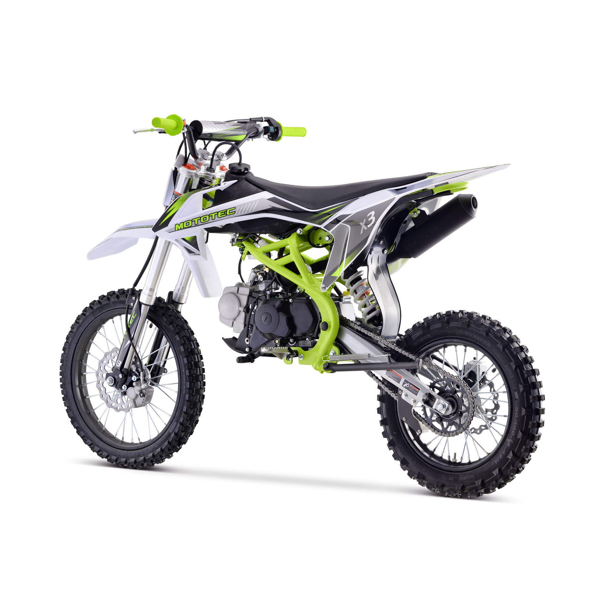 MotoTec X3 125CC 4-Stroke Green Gas-Powered Dirt Bike