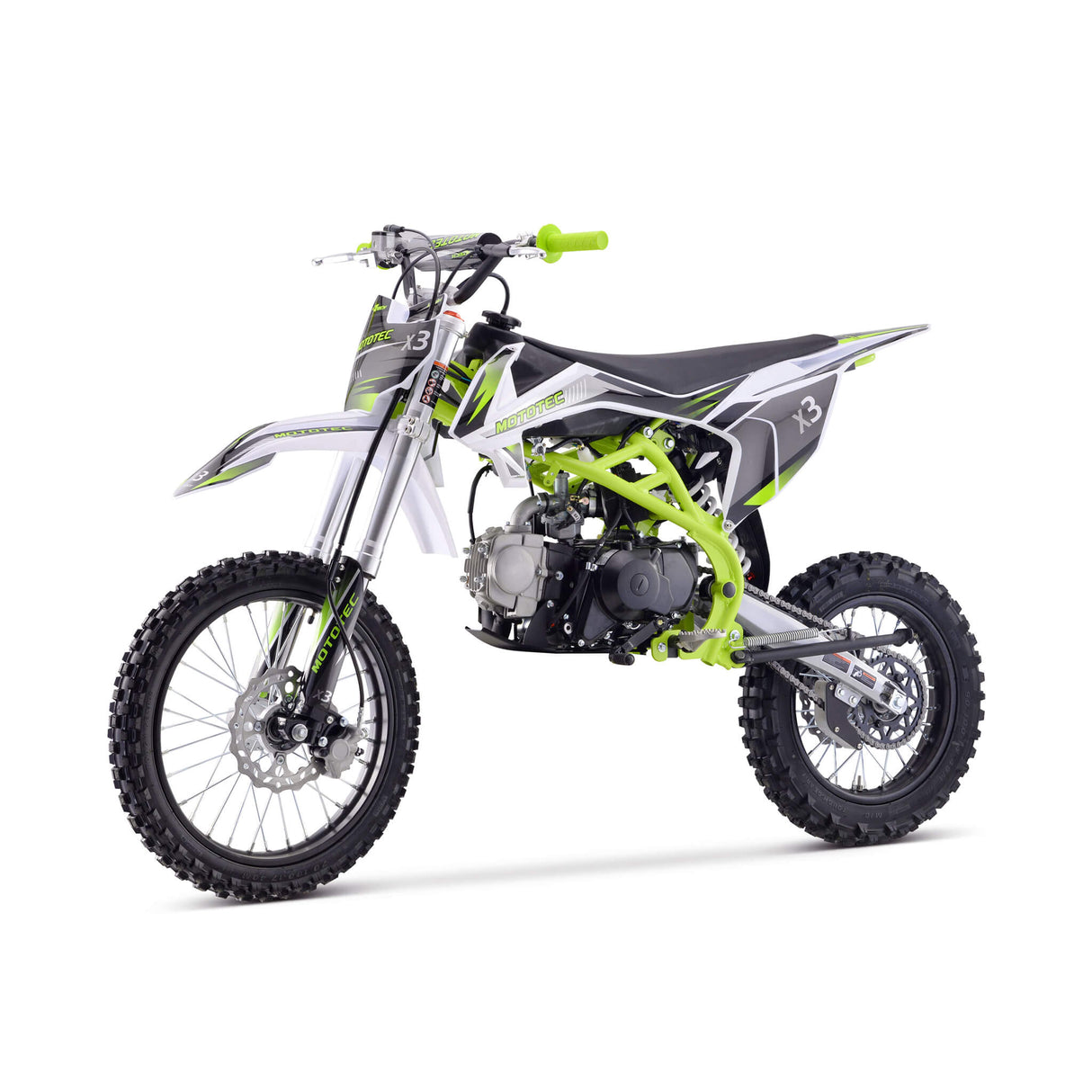 MotoTec X3 125CC 4-Stroke Green Gas-Powered Dirt Bike