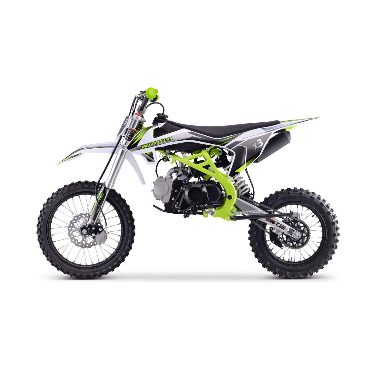 MotoTec X3 125CC 4-Stroke Green Gas-Powered Dirt Bike