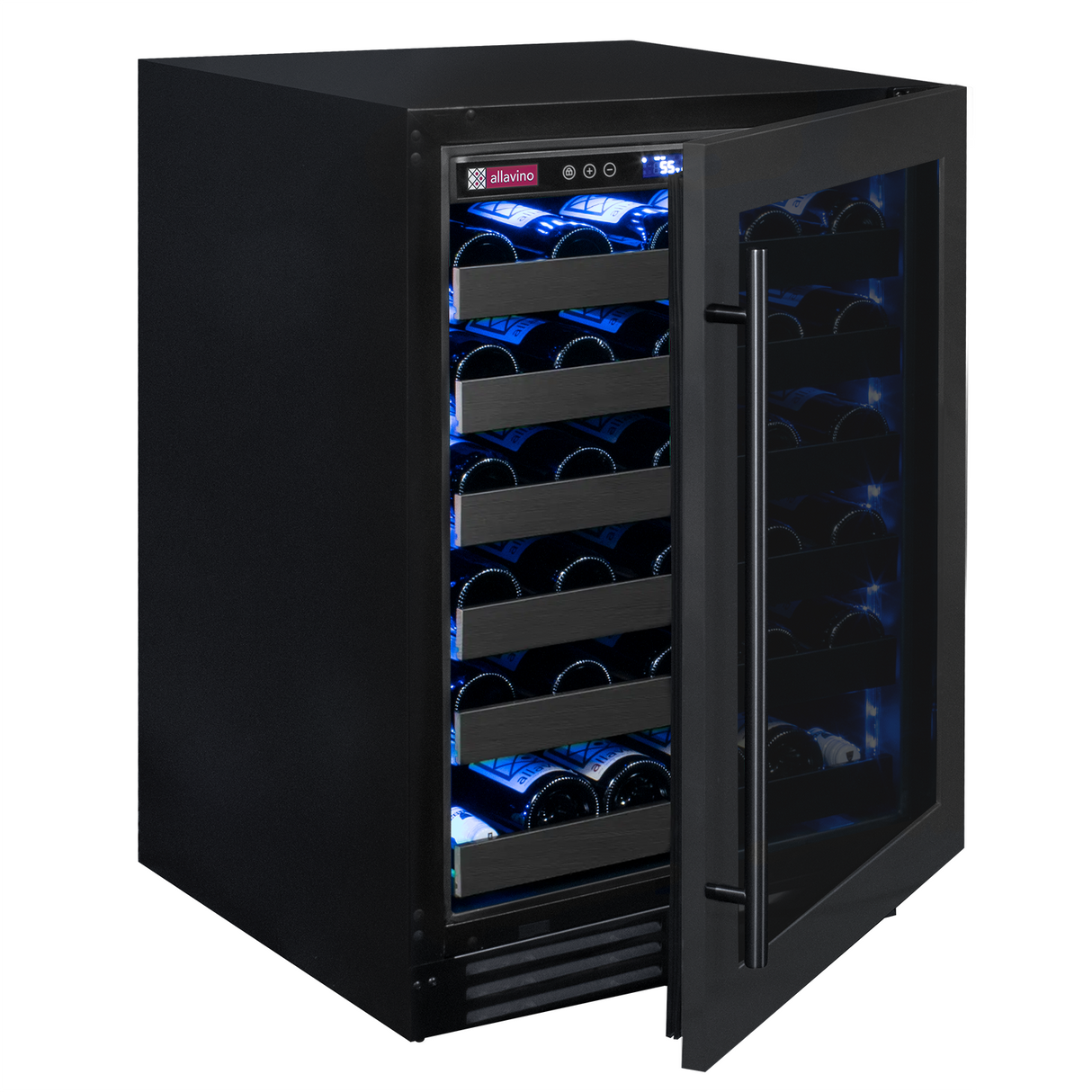Allavino Reserva Series 50 Bottle Single Zone Built-in Luxury Wine Refrigerator with Black Stainless Steel Door - Right Hinge