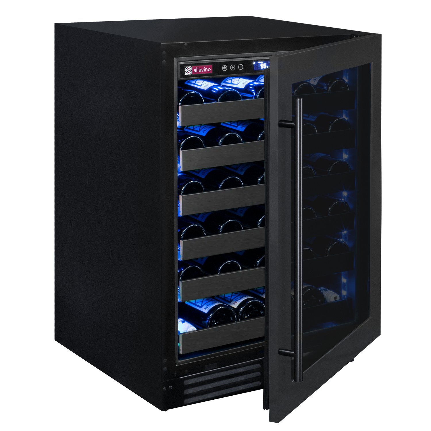 Allavino Reserva Series 50 Bottle Single Zone Built-in Luxury Wine Refrigerator with Black Stainless Steel Door - Right Hinge