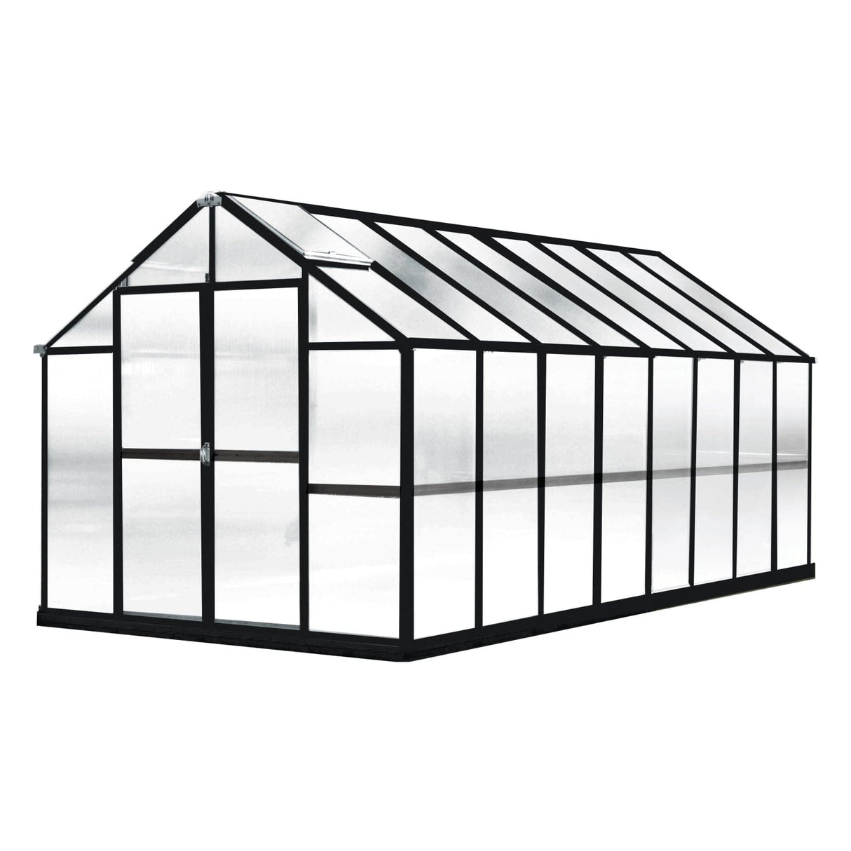 Riverstone MONT Growers Edition 8 ft × 8 ft Aluminum Finish Greenhouse Kit with 8 mm Twin-Wall Polycarbonate